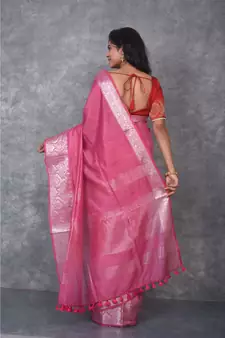 mauve silk hand woven handloom saree with blouse