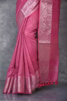 mauve silk hand woven handloom saree with blouse