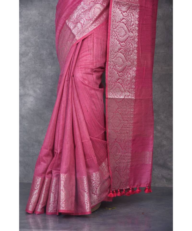 mauve silk hand woven handloom saree with blouse