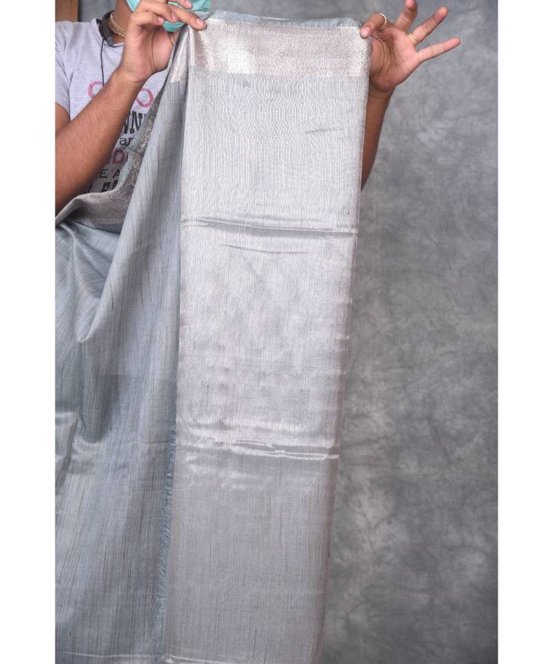 grey silk hand woven handloom saree with blouse