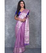 purple silk hand woven handloom saree with blouse