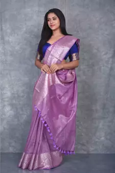 purple silk hand woven handloom saree with blouse