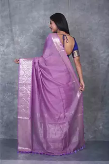 purple silk hand woven handloom saree with blouse