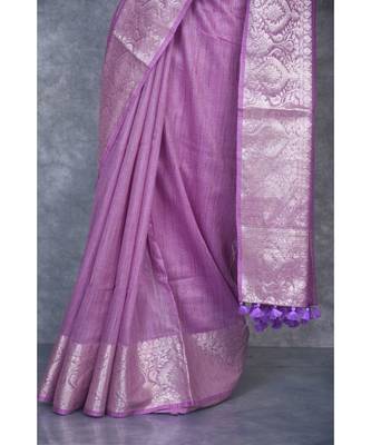 purple silk hand woven handloom saree with blouse 4