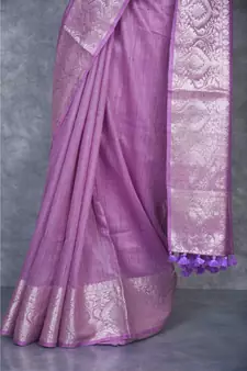 purple silk hand woven handloom saree with blouse