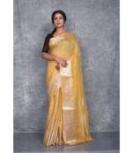 yellow silk hand woven handloom saree with blouse