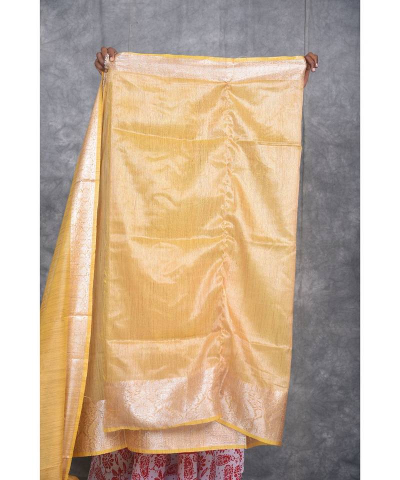 yellow silk hand woven handloom saree with blouse