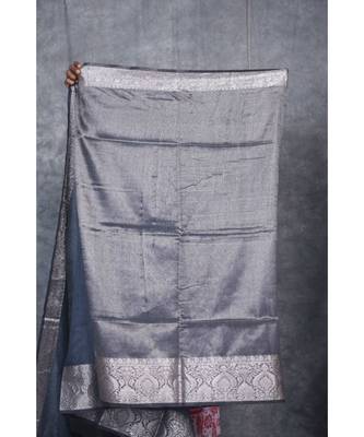 blue silk hand woven handloom saree with blouse 5