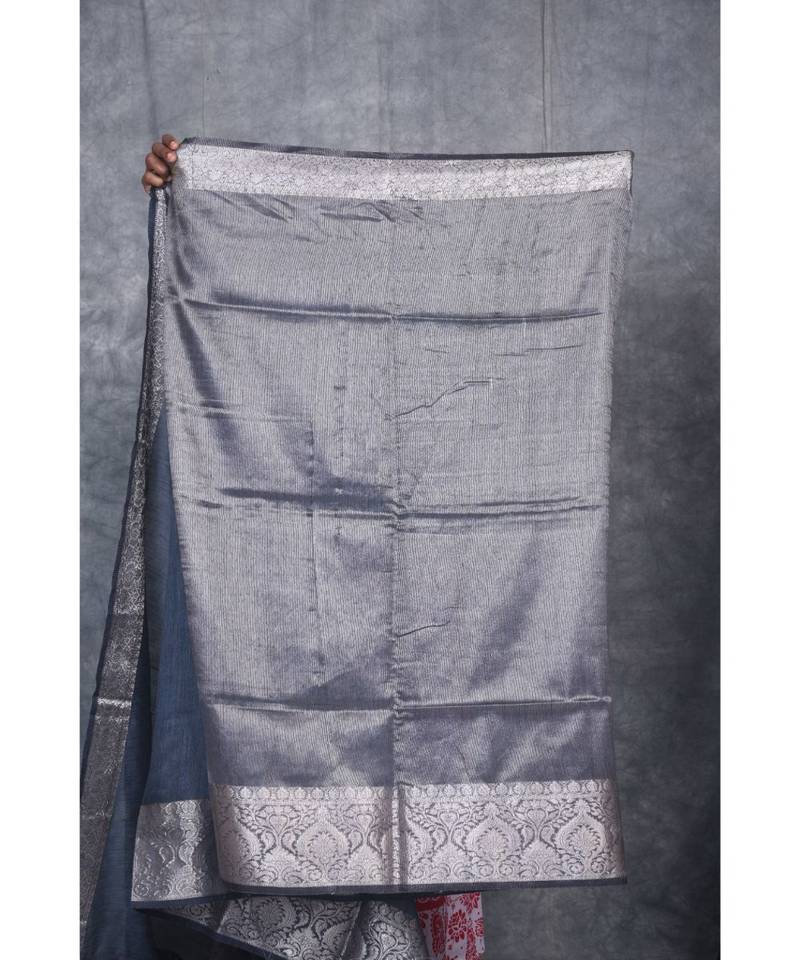 blue silk hand woven handloom saree with blouse