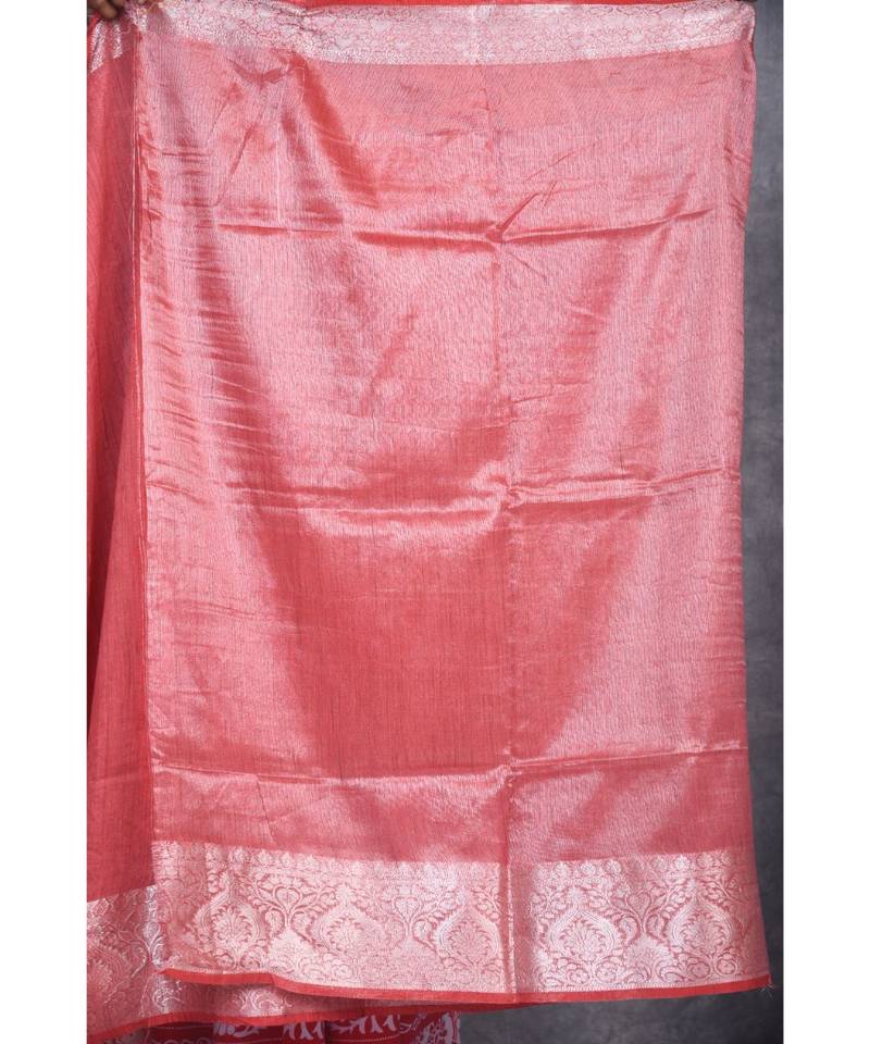 rust silk hand woven handloom saree with blouse
