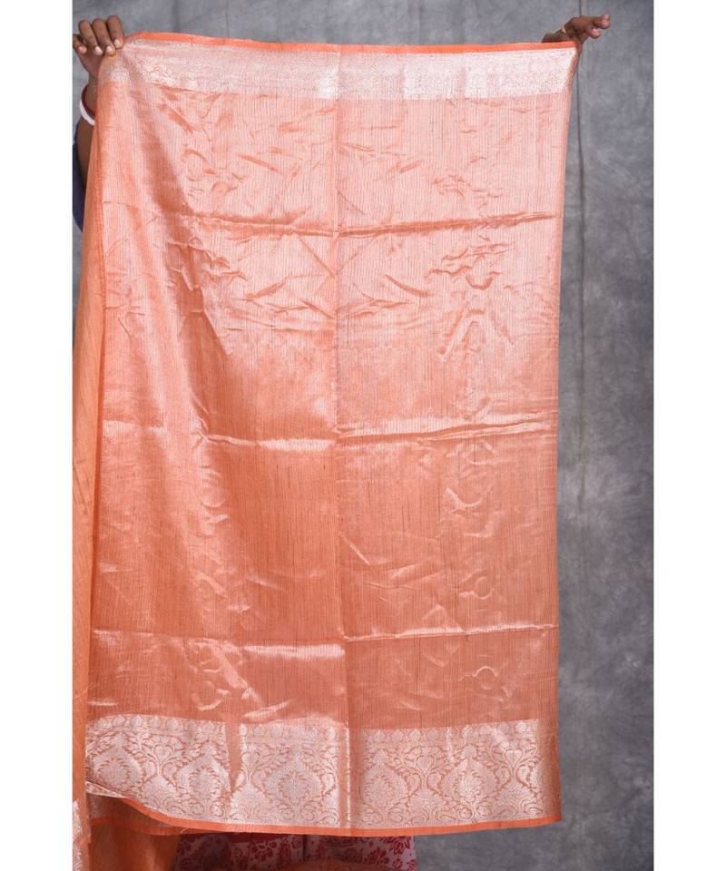 orange silk hand woven handloom saree with blouse