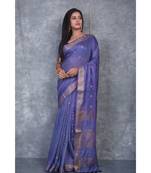blue silk hand woven handloom saree with blouse