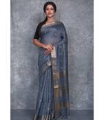 grey silk hand woven handloom saree with blouse