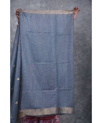 grey silk hand woven handloom saree with blouse 5