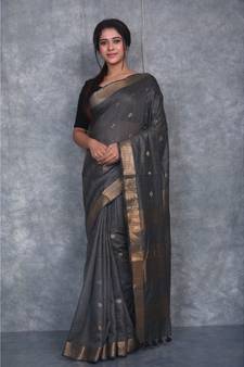 black silk hand woven handloom saree with blouse