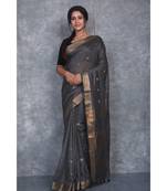 black silk hand woven handloom saree with blouse