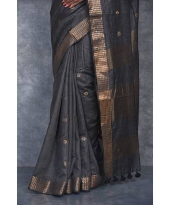 black silk hand woven handloom saree with blouse 4