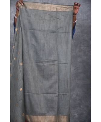 grey silk hand woven handloom saree with blouse 5