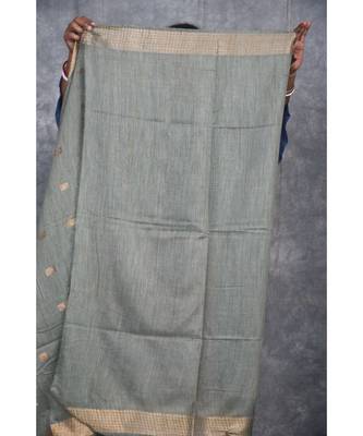 grey silk hand woven handloom saree with blouse 5