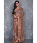 copper silk hand woven handloom saree with blouse