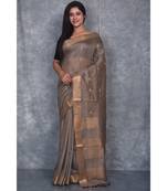 brown silk hand woven handloom saree with blouse