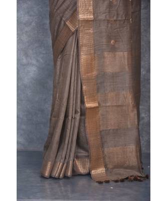brown silk hand woven handloom saree with blouse 4