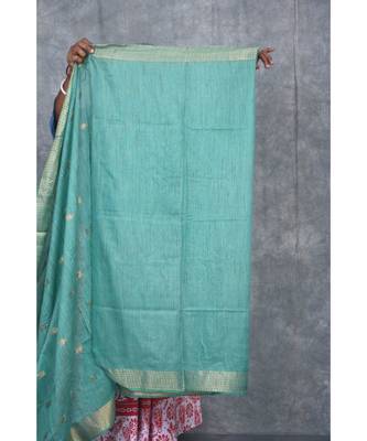 teal silk hand woven handloom saree with blouse 5