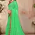 Green plain lycra saree with blouse