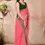 Peach plain lycra saree with blouse