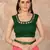 Peach plain lycra saree with blouse