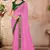 Pink plain lycra saree with blouse