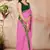 Pink plain lycra saree with blouse
