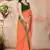 Orange plain lycra saree with blouse
