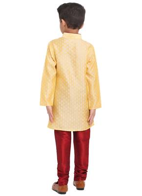 Brocade Kurta Pajama Set Full Sleeve  Golden 5