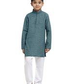Chikankari Cotton Kurta Pajama Set Full Sleeve  Grey