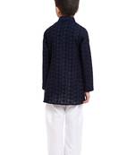 Chikankari Cotton Kurta Pajama Set Full Sleeve  Navy Blue