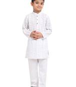 Chikankari Cotton Kurta Pajama Set Full Sleeve  White