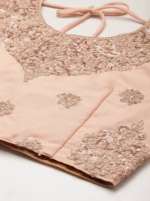 Divaastha Peach-Coloured Embroidered Sequinned Tie and Dye Semi-Stitched Lehenga & With Unstitched Blouse 3