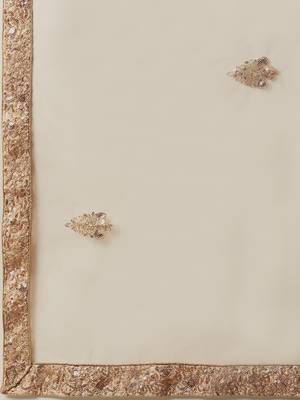 Divaastha Peach-Coloured Embroidered Sequinned Tie and Dye Semi-Stitched Lehenga & With Unstitched Blouse 5