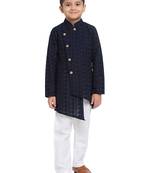 Designer Chikankari Cotton Kurta Pajama Set Full Sleeve  Navy Blue