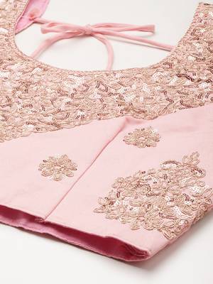 Divaastha Pink Embroidered Sequinned Tie and Dye Semi-Stitched Lehenga & Unstitched Blouse With Dupatta 3