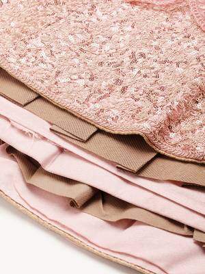 Divaastha Pink Embroidered Sequinned Tie and Dye Semi-Stitched Lehenga & Unstitched Blouse With Dupatta 4