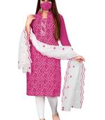 Kimisha Women's Pink Cotton Slub Unstitched Dress Material With Mask