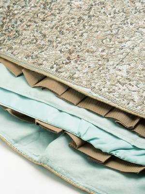 Divaastha Turquoise Blue Embroidered Sequinned Tie and Dye Semi-Stitched Lehenga With Unstitched Blouse 4