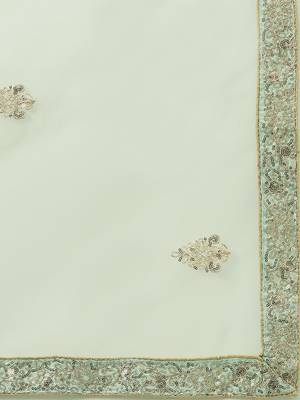 Divaastha Turquoise Blue Embroidered Sequinned Tie and Dye Semi-Stitched Lehenga With Unstitched Blouse 6