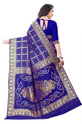 blue polyester embroidered saree with blouse 3