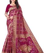 maroon polyester embroidered saree with blouse