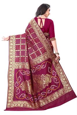 maroon polyester embroidered saree with blouse 3