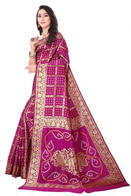 pink polyester embroidered saree with blouse 2