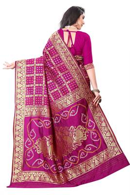 pink polyester embroidered saree with blouse 3